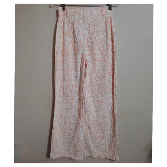 Free People Love So Right Wide Leg Pant in Peach Combo Size 0 - Picture 3 of 7